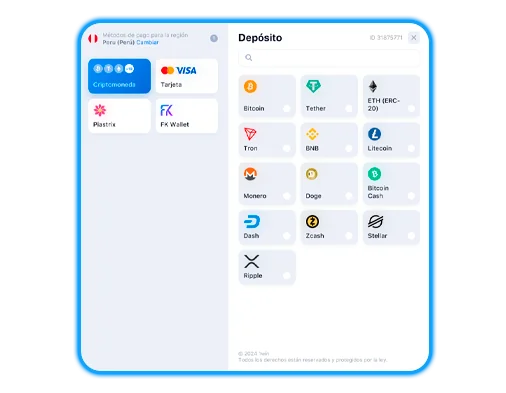 Seleccionar un método de ingreso