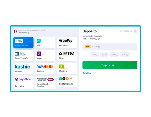 Sección para realizar depósitos.